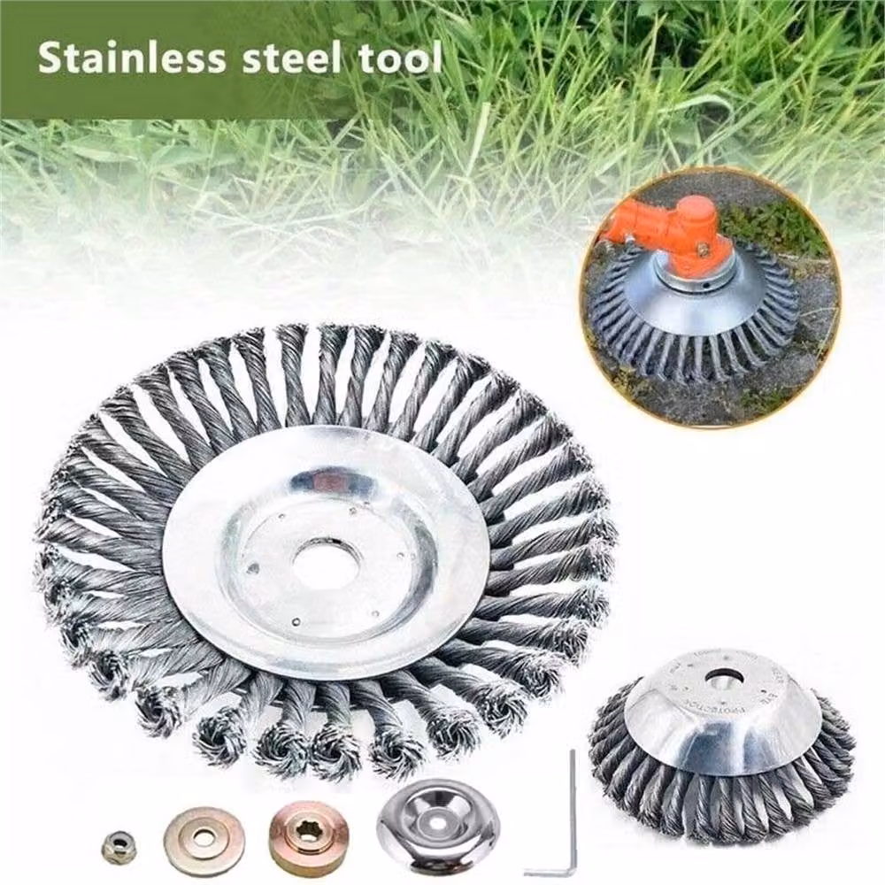 VOGREX 10 inch Silver Steel Wire Wheel Brush Grass Weed Strimmer Trimmer Head – 3