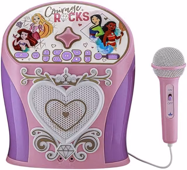 EKIDS Disney Princess Bluetooth Boombox Microphone and Playlist in Pink