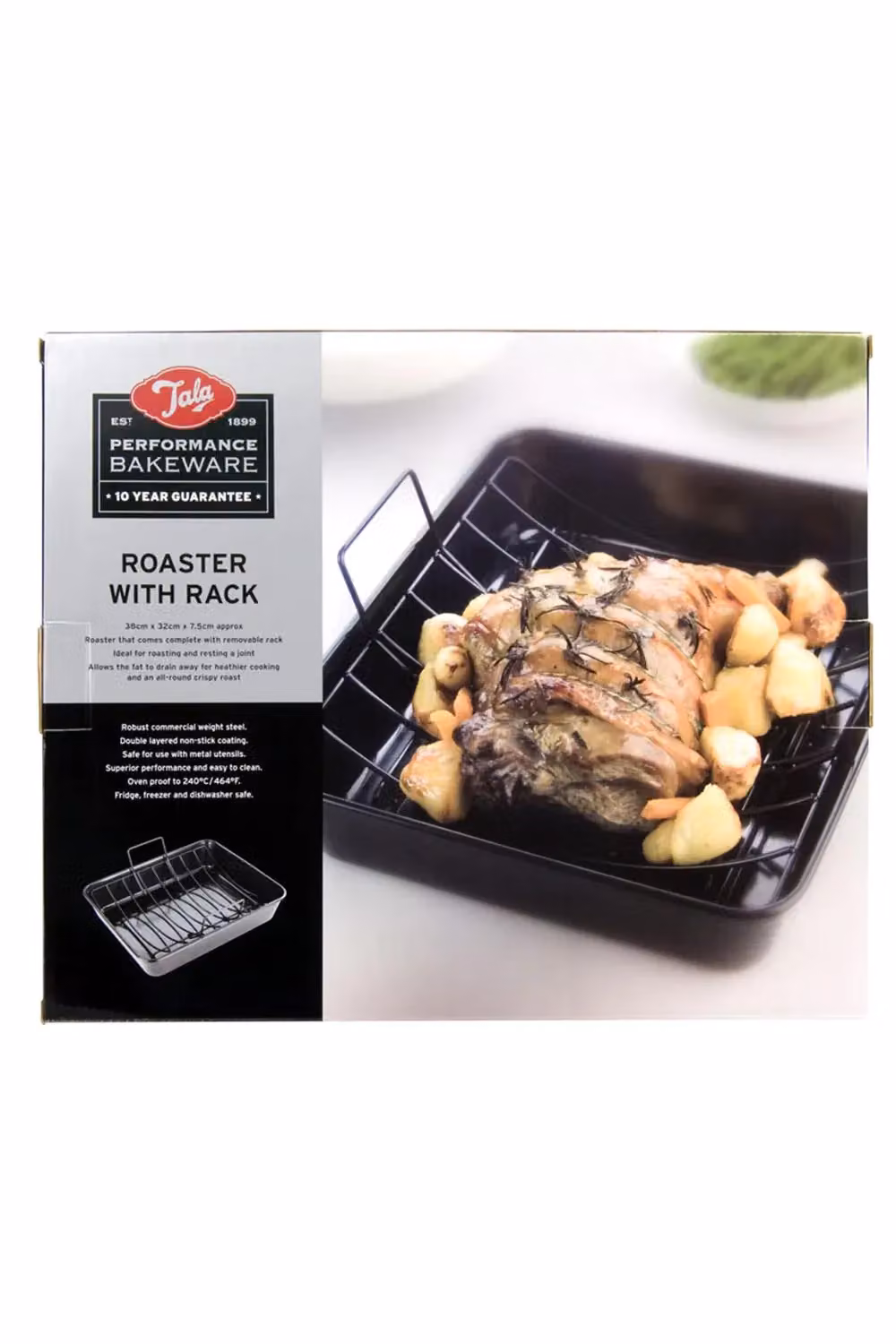 Tala Performance Eclipse Non-stick Extra Large Carbon Steel Roaster and Rack, Black, W: 38 cm, D: 32 cm, H: 7.5 cm – 2