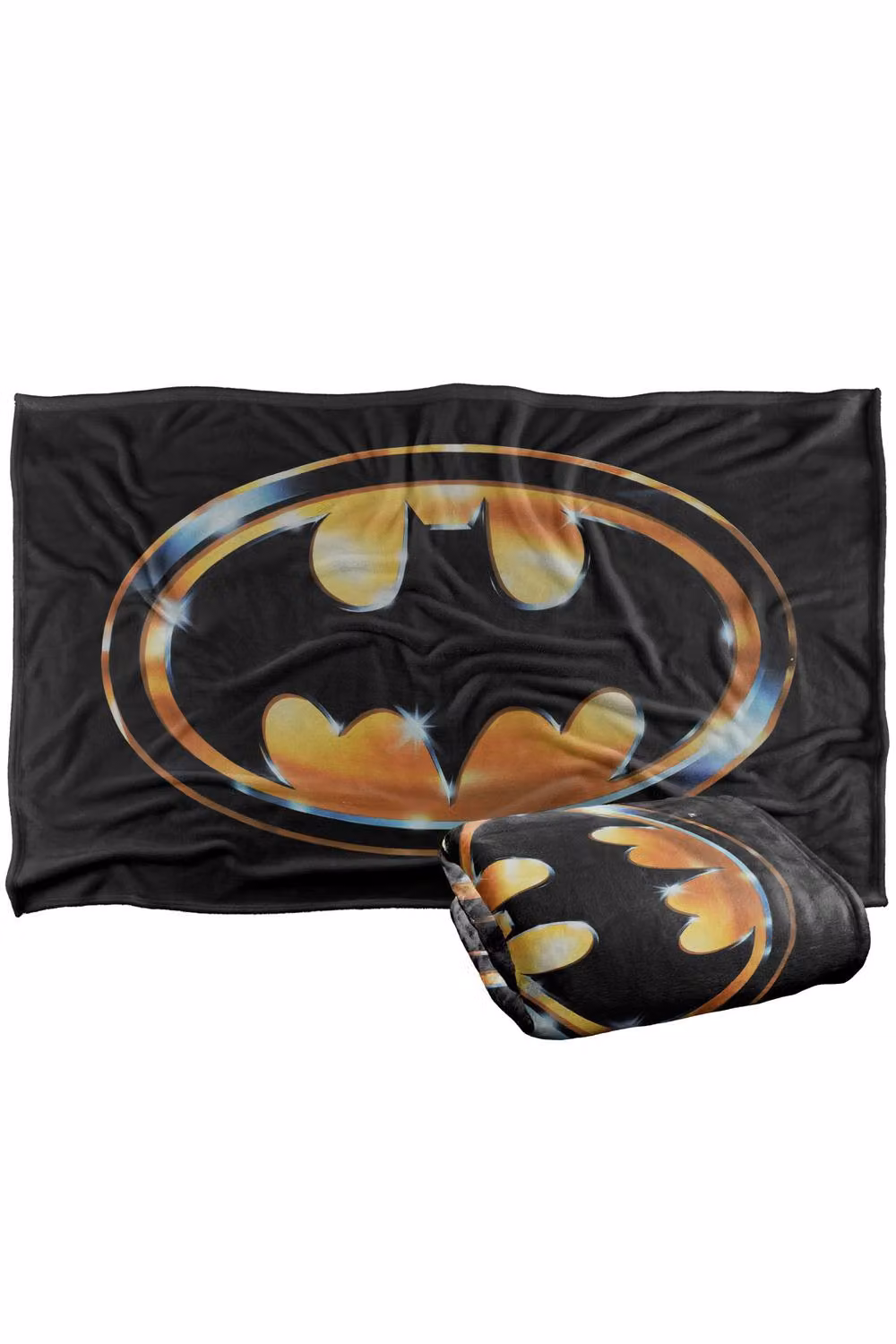 Warner Bros. Batman 1989 Logo Super Soft Fluffy Polyester Throw Blanket, Black and Multicolour, Large – 2