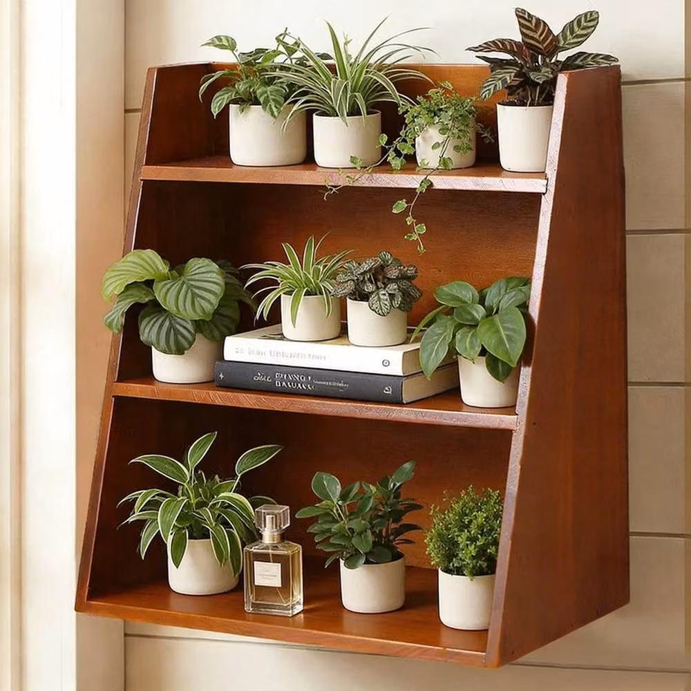 PAWNORA Retro Brown Wood Desktop Storage Display Shelf – 3