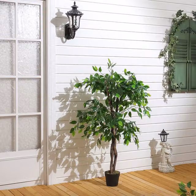 Livingandhome Artificial Green Banyan Tree, UV Resistant, Height: 120 cm