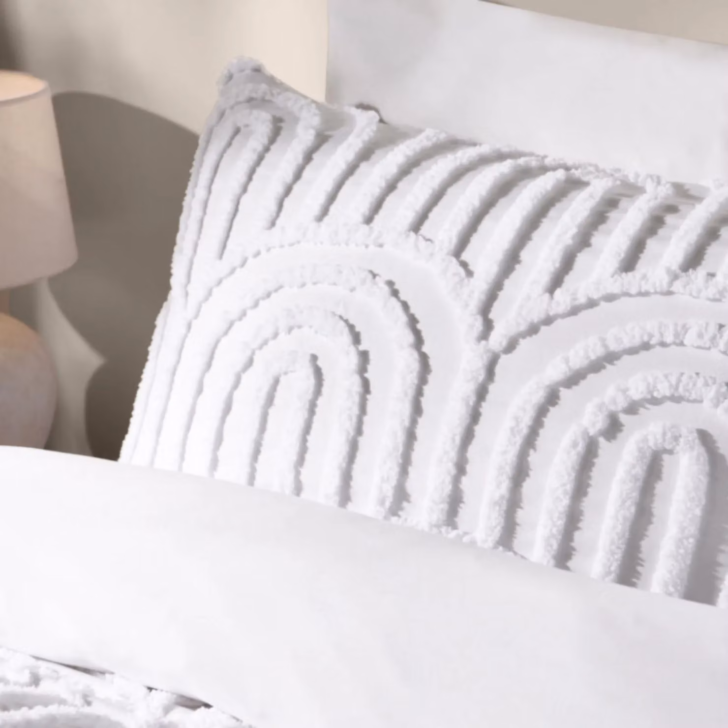 OHS Tufted Arches Bedding Set in White, King Size Duvet Cover and Pillowcase, W/D/H: 200 x 180 cm – 2
