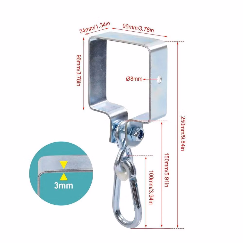 Kelvenix 2X Heavy Duty Galvanised Steel Hammock Hook Hanging Kit in Silver – 2
