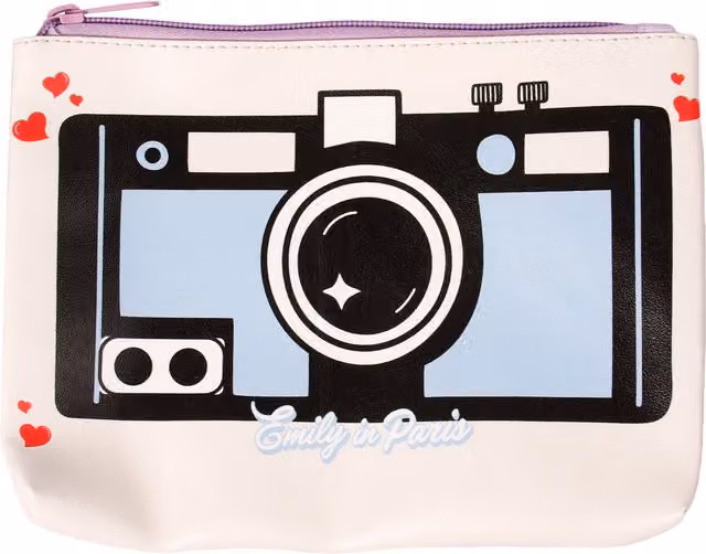 Emily in Paris Multicolour and White Zip Flat Pouch Pencil Case