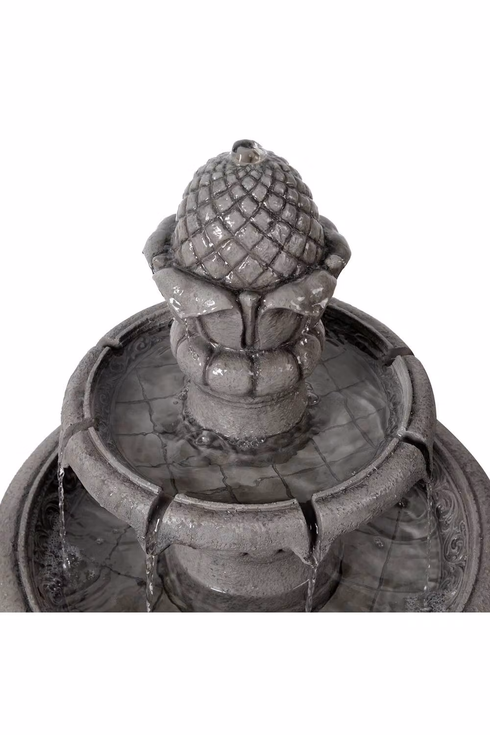 Teamson Home Two-Tier Cascade Birdbath Outdoor Garden Fountain, Grey, Height: 99 cm – 7