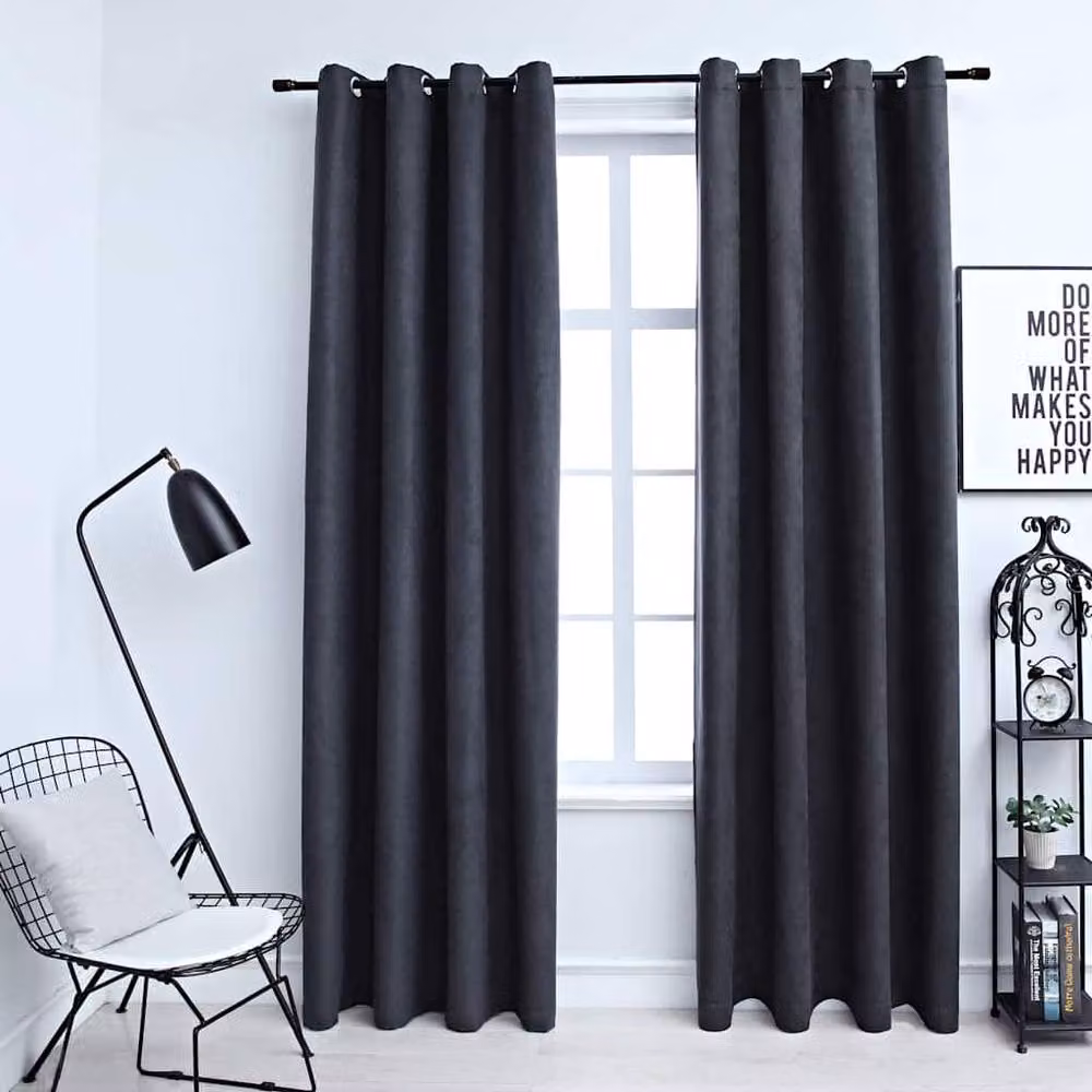Berkfield Home Elegant Blackout Curtains with Eyelets, 2 Pack, Anthracite Grey, W: 140 cm, H: 245 cm – 2