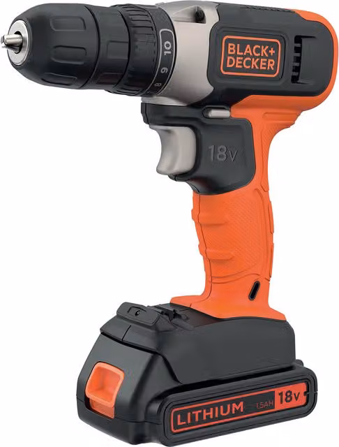 Black+Decker Orange Cordless Drill Driver with Rechargeable Battery