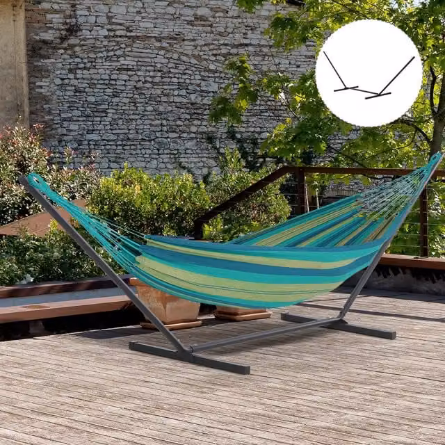 Outsunny Extra-long Metal Hammock Stand, Black