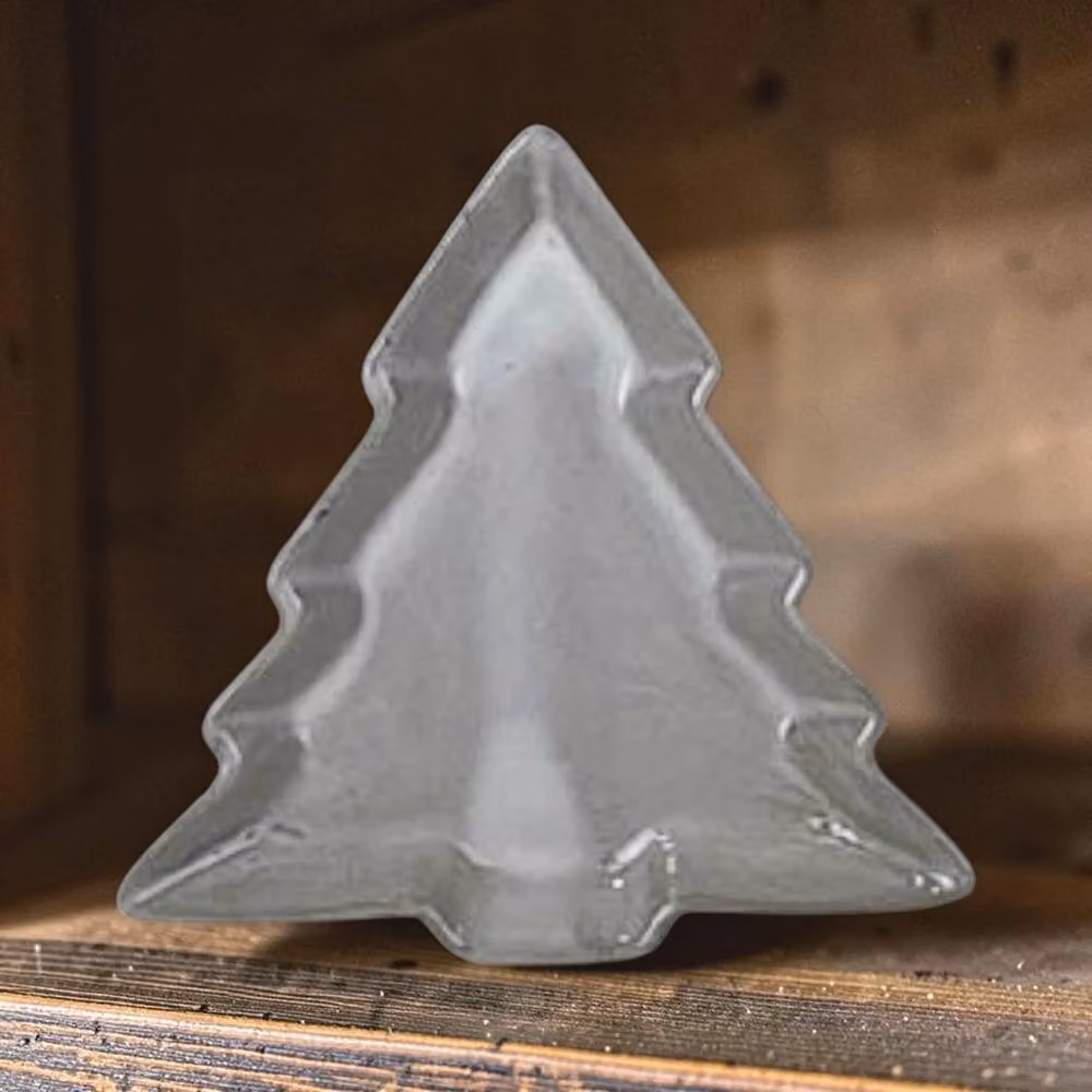 Four Candle Grey Glazed Ceramic Christmas Tree Plate – 2
