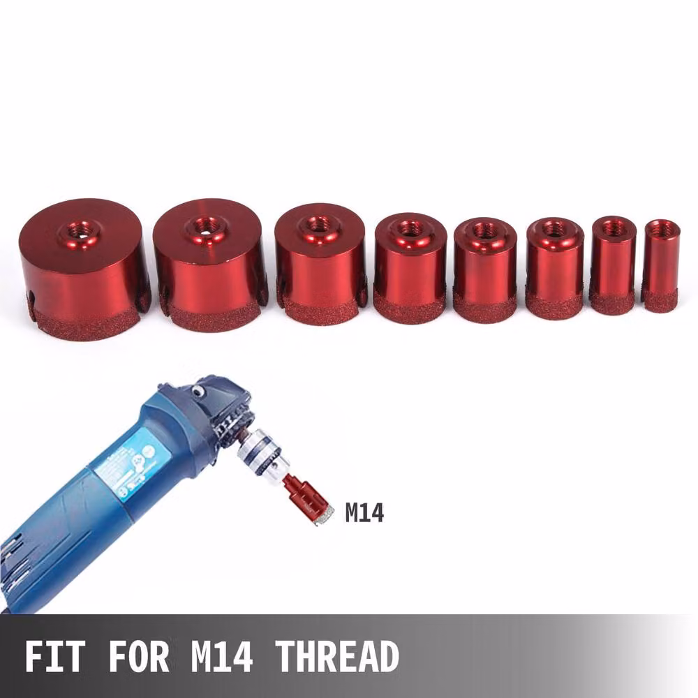 VEVOR 8 Piece Premium Diamond Hole Saw Set with M14 Core Bits in Multicolour – 3
