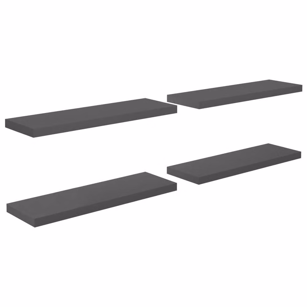 Berkfield Home Set of 4 Durable Floating Wall Shelves in High Gloss Grey, W/D/H: 80 x 23.5 x 3.8 cm – 3