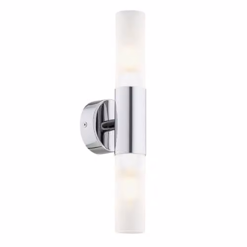 Netlighting Taylor Up & Down Wall Lamp in Chrome and Grey with Frosted Glass