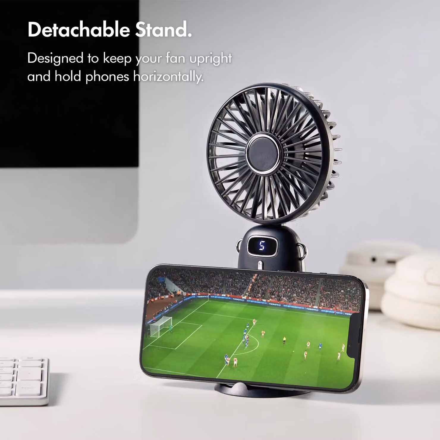 VonHaus Rechargeable Mini Handheld Fan in Blue – 4