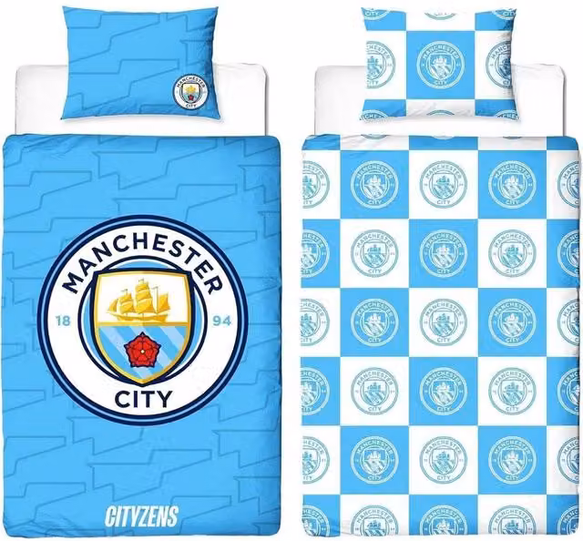 Manchester City FC Crest Reversible Duvet Set and Pillowcase in Blue, W/D/H: 90 x 200 cm – 1