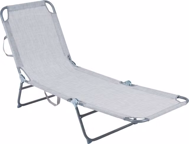 COSTWAY Foldable Sun Lounger Recliner with Multi-Position Glide Backrest in Grey Textilene and Metal