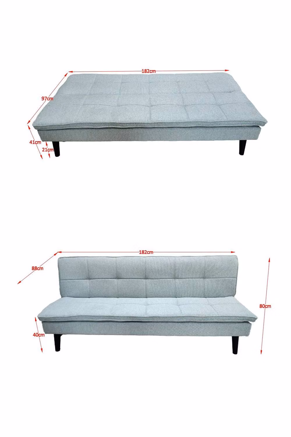 DS Living The Fermo 2 Seater Click Clack Sofa Bed in Grey Fabric – 3