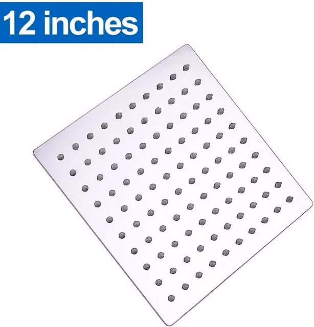 NESTLUNE Square Overhead Rainfall Shower Head in Silver Chrome, 30.48 x 30.48 cm – 1