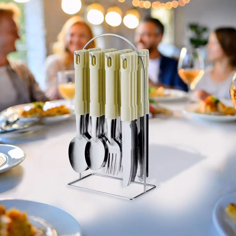 BARGAINS-GALORE 48-Piece Polished Beige Stainless Steel Cutlery and Tableware Set – 2