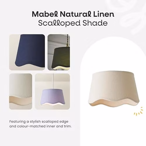 ValueLights Mabel Small Scallop Edge Linen Lamp Shade in Green, Diameter: 20 cm – 4