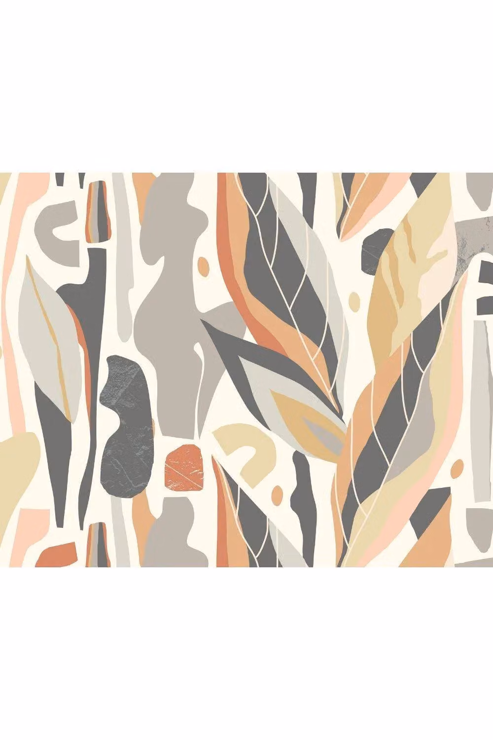 Origin Murals Abstract Leaf Shapes Wall Mural in Grey and Multicolour, W: 300 cm, H: 240 cm – 2