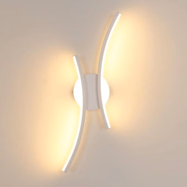 COMELY Modern LED Curved Wall Light in White with Warm White 3000K Glow