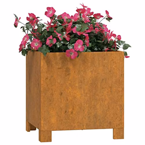 vidaXL Rusty Corten Steel Planter with Legs, Brown, W/D/H: 30 x 30 x 30 cm – 3