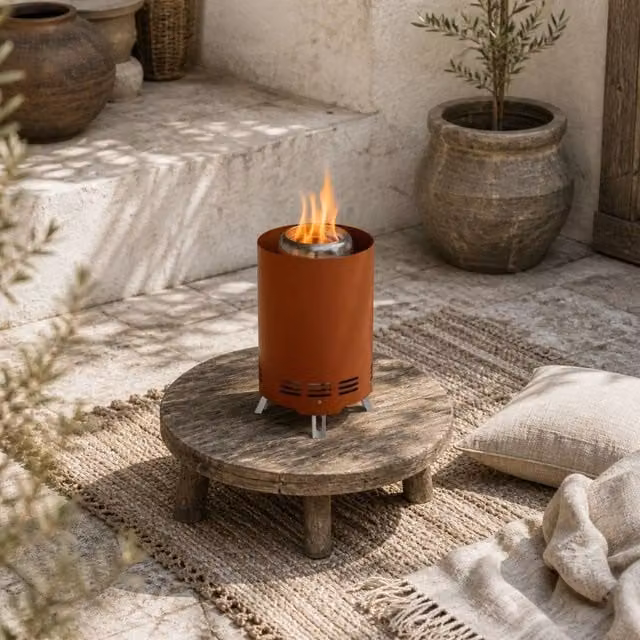 Wyld Haus Balatti Small Stainless Steel Smokeless Tabletop Fire Pit in Red