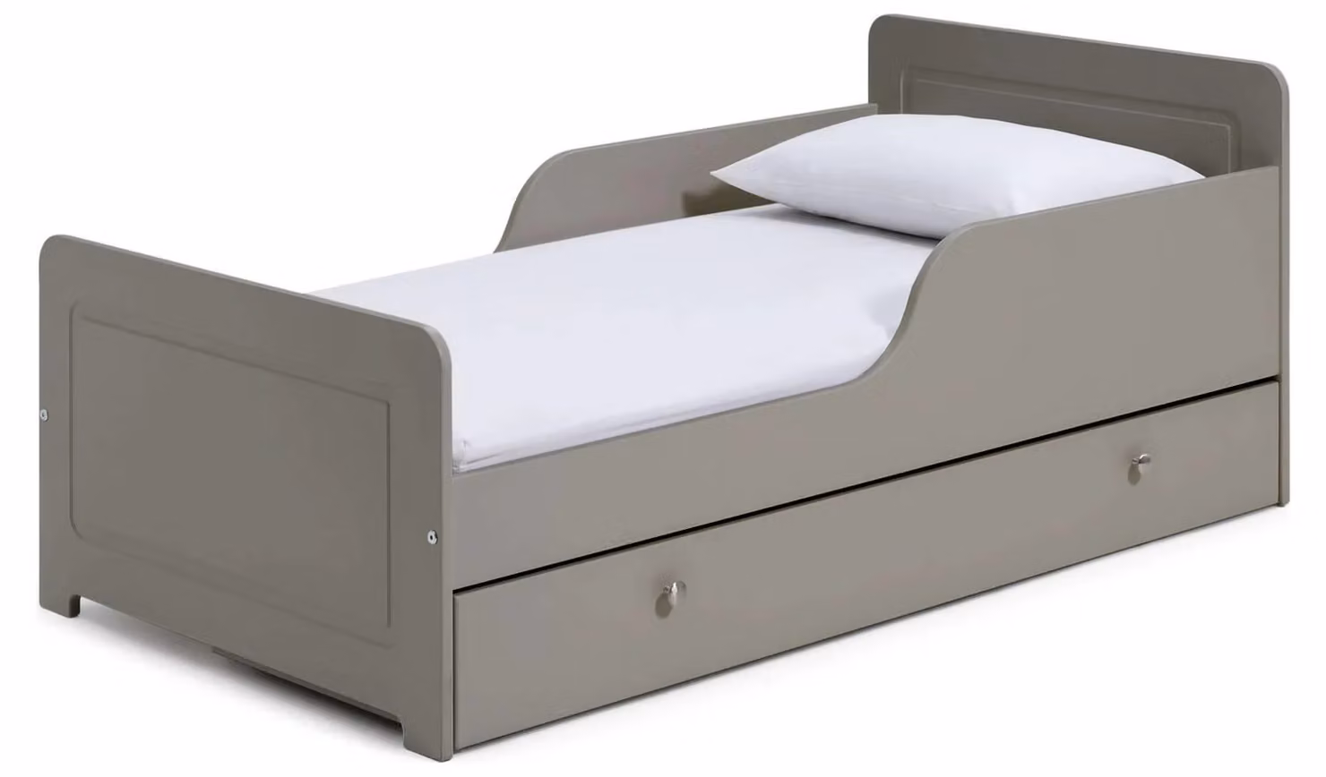 Brooklyn Toddler Bed with Storage Drawer in Grey
