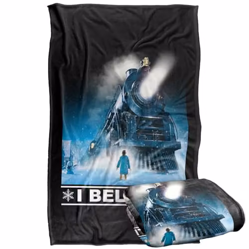 Warner Bros. The Polar Express I Believe Super Soft Silky Touch Fleece Throw Blanket, Multicolour – 1