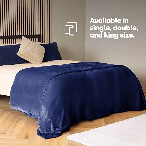 LIVIVO Ultra Soft Flannel Fleece Throw Blanket in Blue, W/D/H: 130 x 150 cm – 8
