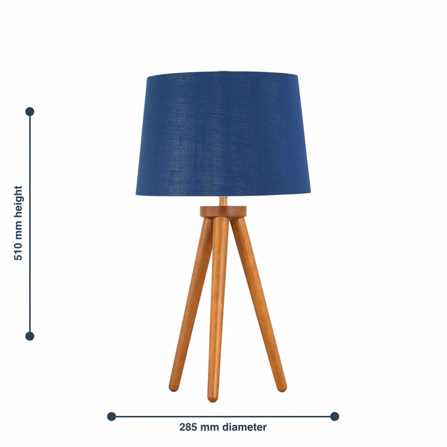 First Choice Lighting Voyage Table Lamp in Dark Oak with Navy and Silver Fabric Shade, H: 51.0 cm, W: 28.5 cm, D: 28.5 cm – 4
