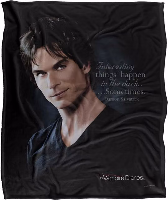 Warner Brothers The Vampire Diaries Sometimes Silky Touch Super Soft Throw Blanket, White, W x D: 152.4 x 127.0 cm