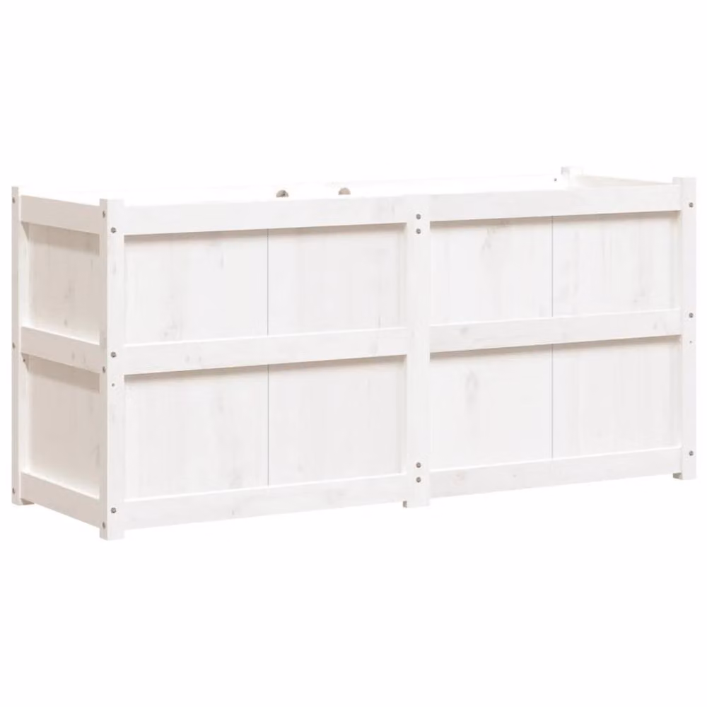 Berkfield Home Beautiful Garden Planter in White Solid Pine Wood, W: 150 cm, D: 50 cm, H: 70 cm – 2