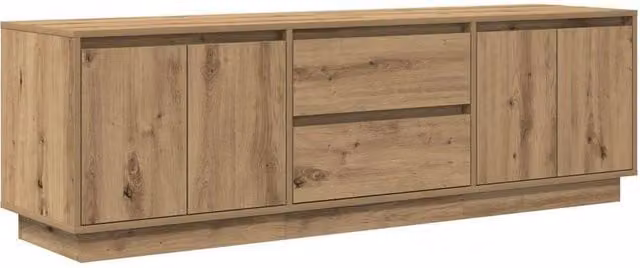 Berkfield Home Artisan Oak TV Cabinet with LED Lights in Brown, W: 160.5 cm, D: 41 cm, H: 50 cm