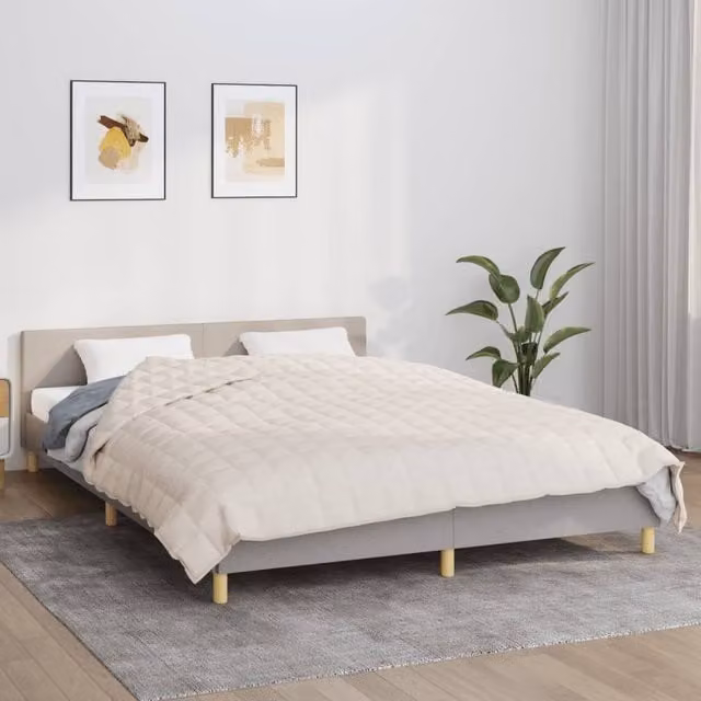 Berkfield Home Weighted Blanket in Beige, W: 200 cm, D: 220 cm, 13 kg