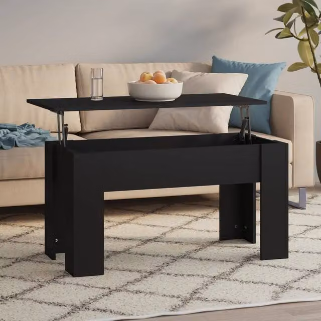 Berkfield Home Black Modern Coffee Table with Lift Mechanism, W/D/H: 101 x 49 x 52 cm – 1