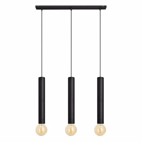Netlighting Helam Tuba Straight Bar Pendant Ceiling Light in Black, 60 cm