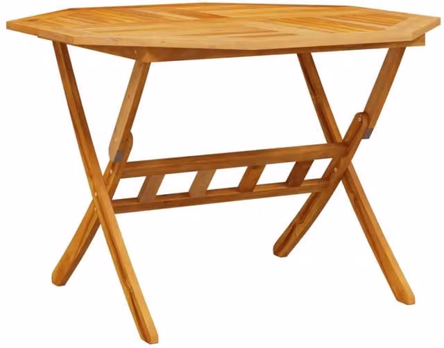Berkfield Home Folding Garden Table in Rustic Brown Acacia Wood, W: 110 cm, D: 75 cm – 1