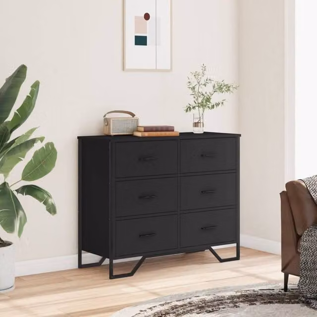 Berkfield Home Decorative Chest of Drawers in Black, W/D/H: 91 x 35.5 x 74.5 cm – 1