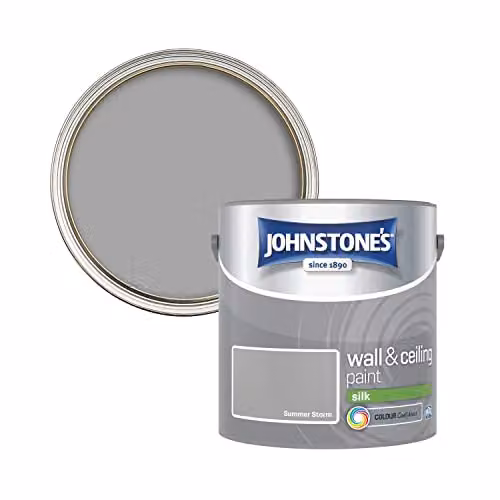 Johnstone's Silk Emulsion Wall and Ceiling Paint, Summer Storm Grey, 2.5 l – 2