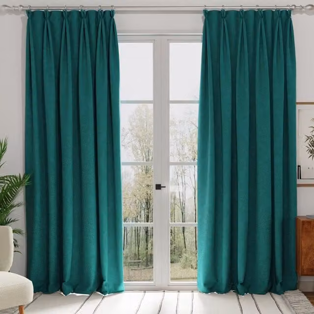 Terrys Turin Made to Measure Velvet Fabric Panel Curtain in Petrol