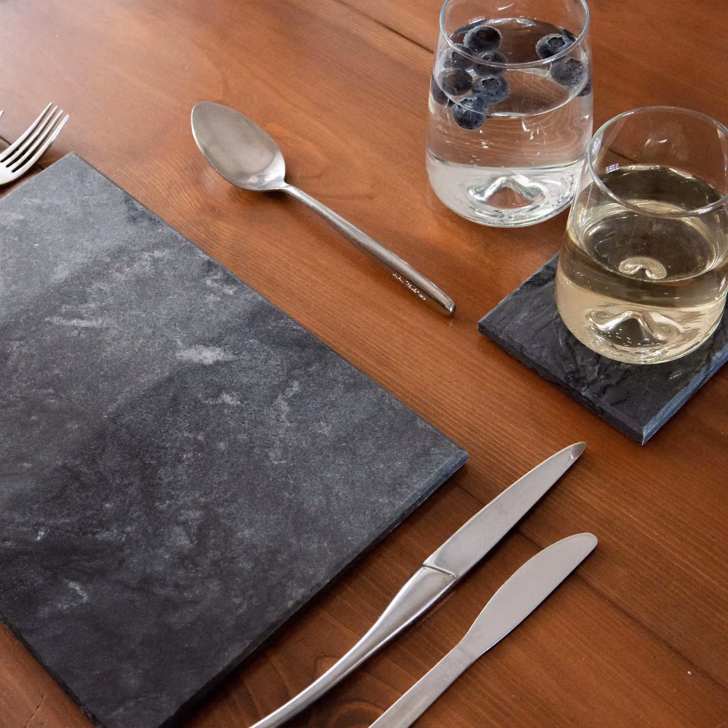 Argon Tableware 12-Piece Marble Placemats and Square Coasters Set in Black – 4