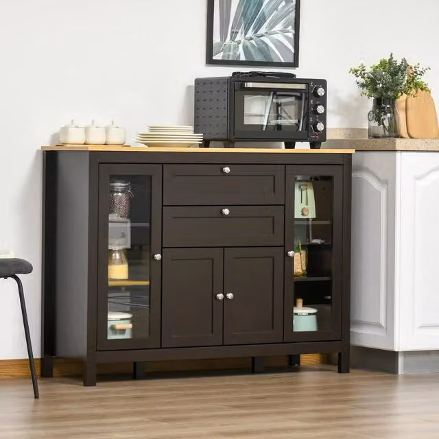 EONLION Modern Black Storage Cabinet with 4 Doors and 2 Drawers, Width: 100 cm – 1