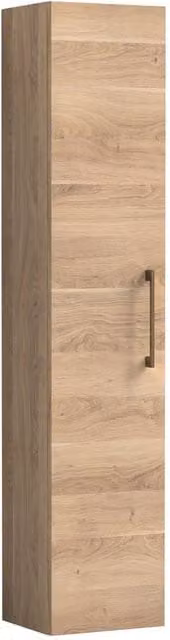 Balterley Bramshall 1 Soft Close Door Tall Storage Cabinet in Light Oak Brown, W: 30 cm