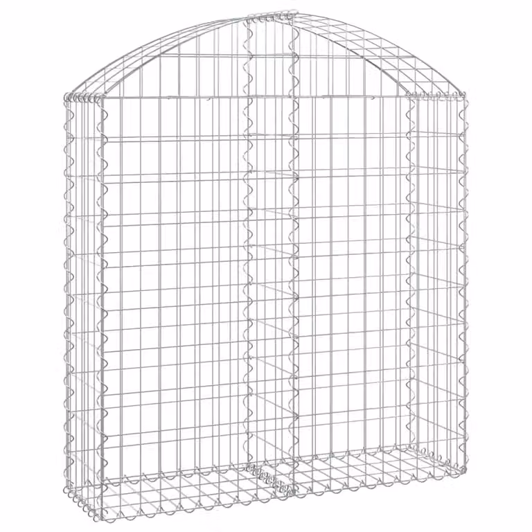 Berkfield Home Arched Gabion Basket in Silver Galvanised Steel, W/D/H: 100 x 30 x 100/120 cm