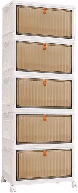 FORGEVIO 5-Tier Stackable Storage Cabinet in White, W/D/H: 39 x 28 x 98 cm – 1