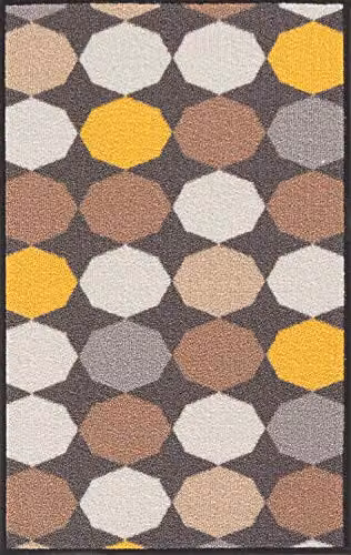 Serdim Rugs Havana Oval Non-Slip Washable Door Mat, Gold/Multicolour, W: 80 cm, D: 50 cm – 3