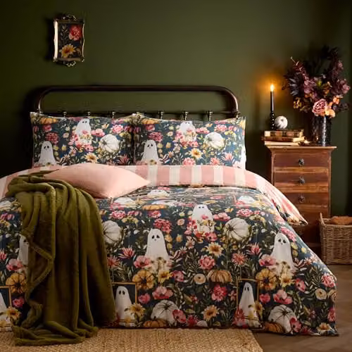 Riva Home Bootanical Reversible Floral Duvet Cover Set, Multicolour, Polycotton, W/D/H: 137 x 200 cm
