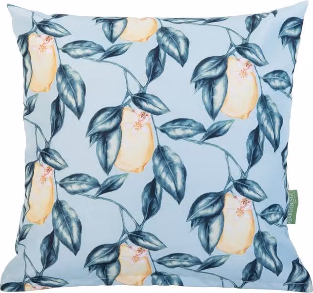 Gardenista Floral Printed Outdoor Scatter Cushion in Blue and Yellow